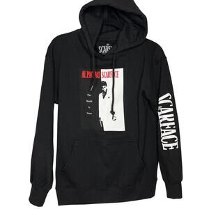 Scarface Al Pacino PTX Men Black Graphic Hoodie Drug Crime Drama Movie 1983